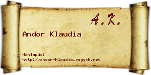 Andor Klaudia névjegykártya